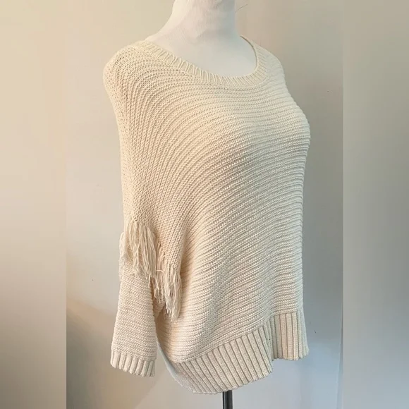 REBECCA MINKOFF IVORY COTTON BLEND SWEATER SIZE LARGE